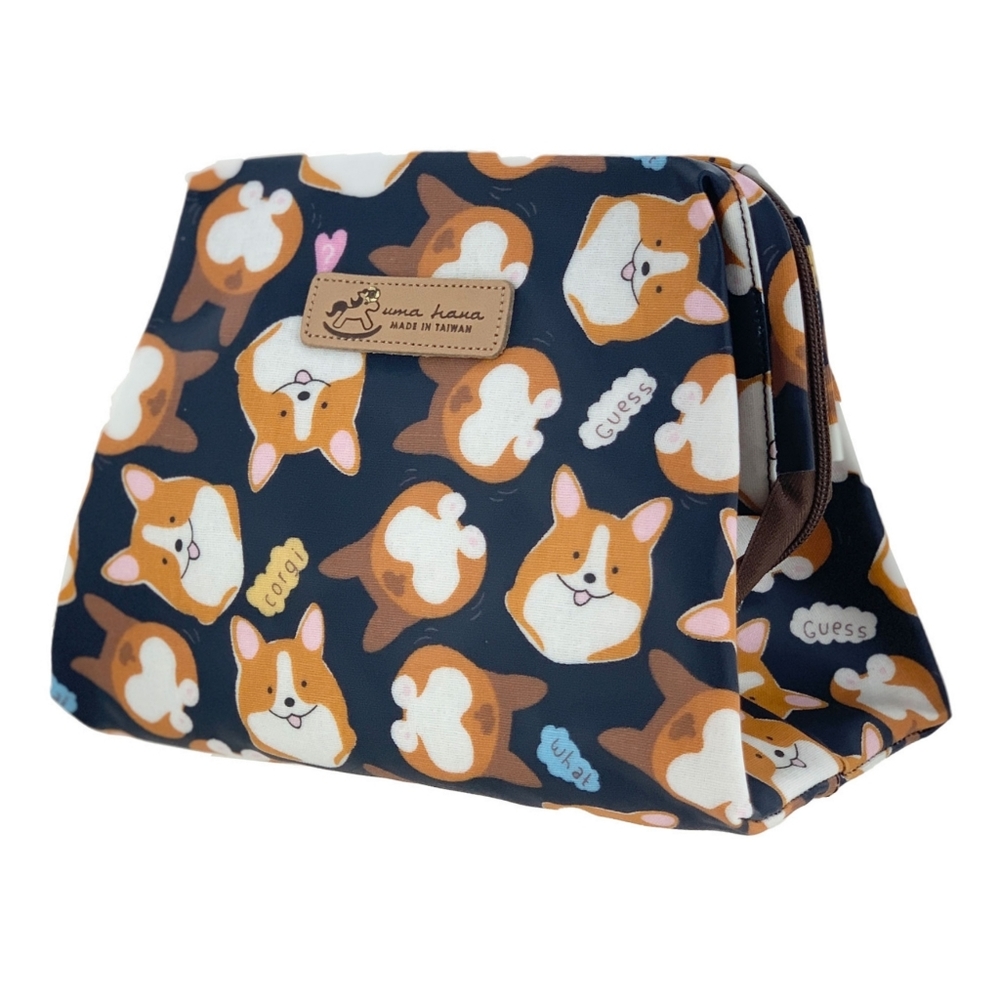 Waterproof Corgi Large Opening Makeup Cosmetic Bag